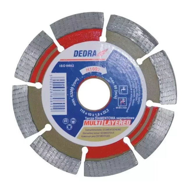 SEGMENTED DIAMOND BLADE FOR CLINKER, NATURAL STONE, CONCRETE DEDRA H1094 150MMX22,2MM, MULTI-LAYERED