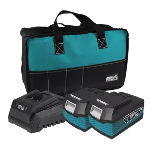 DEDRA SAS+ALL DED7030G03 STARTER KIT: 2X 4AH DED7034 BATTERY, DEDRA SAS DED7038 BATTERY CHARGER, DED7001A TOOL BAG