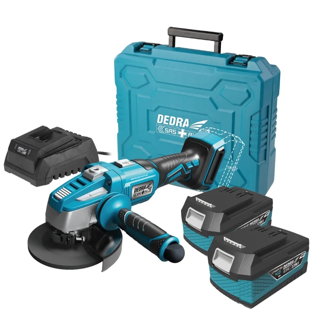 TOOL SET IN DEDRA SAS+ALL CASE DED7030A10, ANGLE GRINDER, TWO 4AH BATTERIES, CHARGER