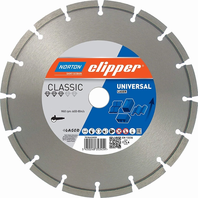 NORTON CLIPPER UNIVERSAL DIAMOND DISCS NORTON CLIPPER CLASSIC UNIVERSAL LASER 350-10X2.8 350mm X 20mm for NORTON CLIPPER CE414 and CP514 OFFICIAL DISTRIBUTOR - AUTHORIZED DEALER NORTON CLIPPER