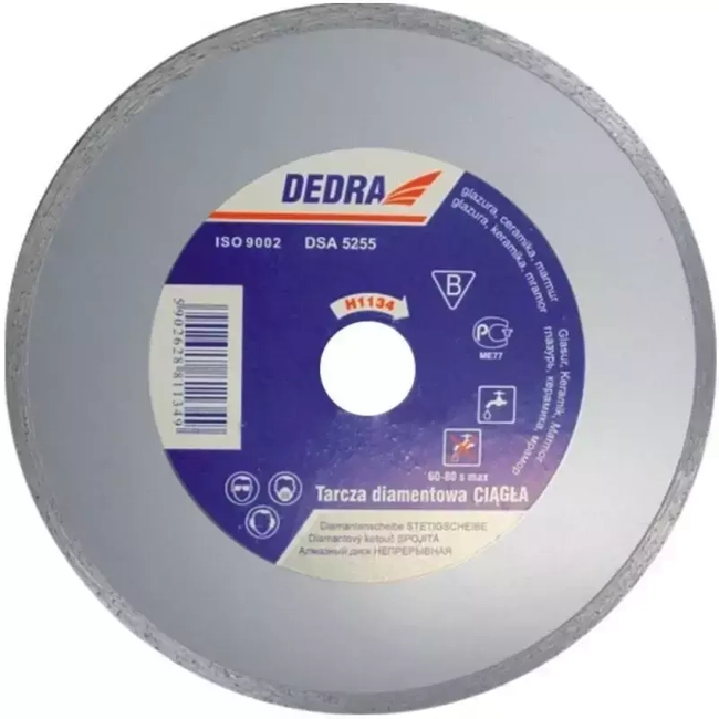 DIAMOND CONTINUOUS DISC FOR TILES, STONEWARE DEDRA H1136E 250X25,4MM