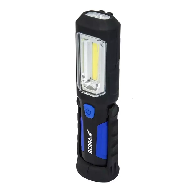 RECHARGEABLE FLASHLIGHT 3W COB LED + 1W LED, USB POWER SUPPLY FOR 230V AND 12V DEDRA L1022