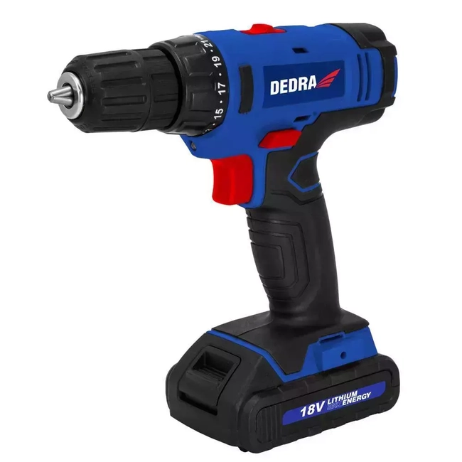 DRILL, SCREWDRIVER DEDRA DED7880 18V, 1.5AH LI-ION, CHUCK 0.8-10MM, 2 GEARS, 30NM, 21+1 TORQUE SETTINGS, LED