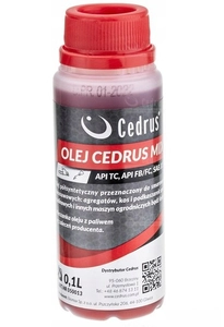 CEDRUS MIX 0.1L 100ML 2-SUW OLEJ SILNIKOWY DO BENZYNY MIESZANKI PALIWOWEJ 050013 do silników dwusuwowych  Kos Pilarek Dmuchaw Podkaszarek Nożyc Sekatorów Opryskiwaczy itp.do silników dwusuwowych