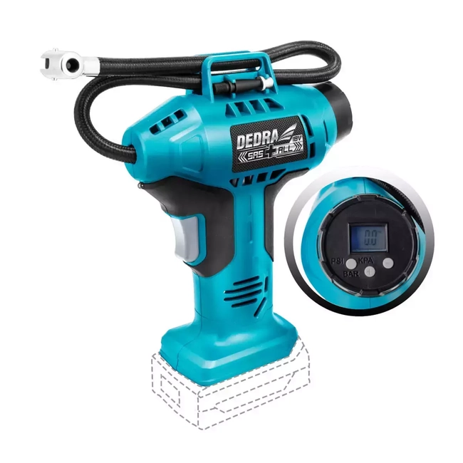 COMPRESSOR, PISTOL PUMP CORDLESS 18V DEDRA SAS+ALL DED7078 LCD 11BAR, WITH LCD DISPLAY