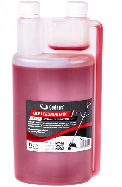 CEDRUS MIX 1L 1000ML 2-SUW MOTOROVÝ OLEJ PRO OBĚ MOTORY PRO PILY Foukače Vyžínače Nůžky Řezačky Postřikovače atd.pro dvoutaktní motory 