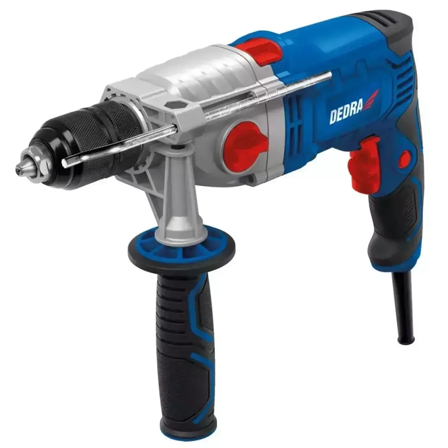 DEDRA DED7962 1100W IMPACT DRILL, TWO GEARS, 0-1200, 0-3200 RPM, 13MM SELF-CLAMPING CHUCK, ALUMINUM BODY