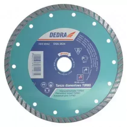 DIAMOND TURBO DISC FOR TILES, STONEWARE DEDRA H1104 230MMX22,2MM