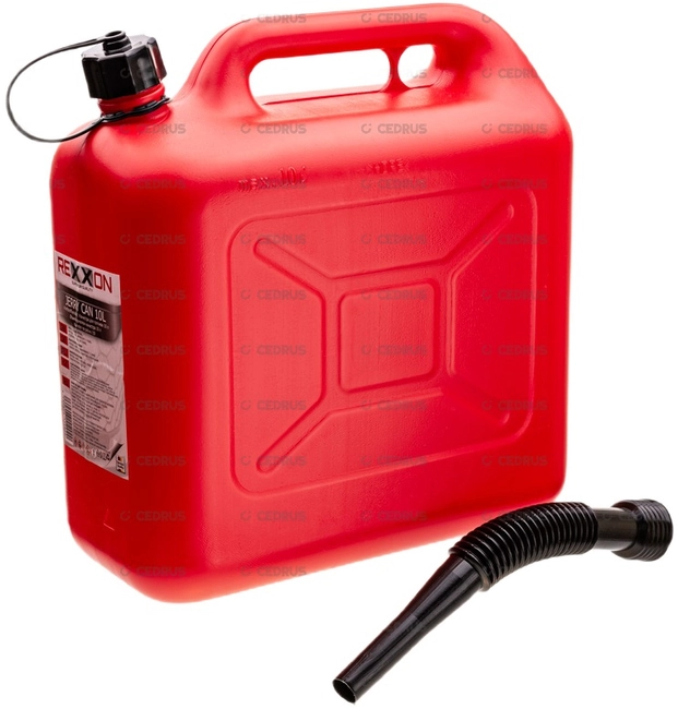 REXXON 10L CANISTER WITH FUNNEL BUBBLE TANK FUEL CONTAINER GASOLINE LIQUIDS CARNISTER WITH APPROVAL