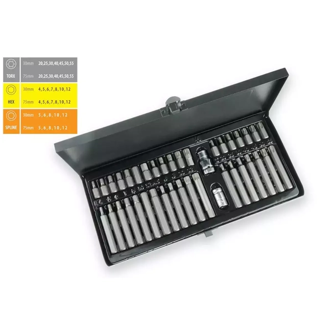 SET OF SCREWDRIVER BITS, BITS DEDRA 18A11S040 40PCS, METAL CASE