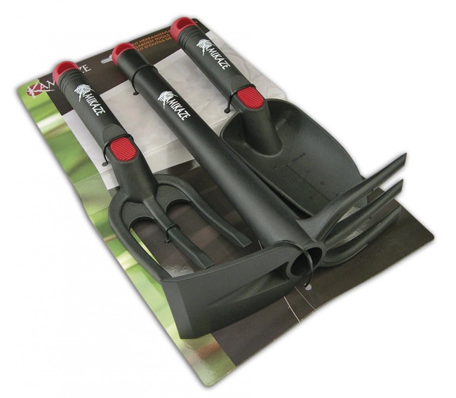 KAMIKAZE MINI TOOL SET FORK , SHOVEL , HOE - OFFICIAL DISTRIBUTOR - AUTHORIZED KAMIKAZE DEALER