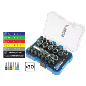 DEDRA 18A11S030 30PCS SET OF SCREWDRIVER BITS, BITS AND SOCKETS, PLASTIC BOX