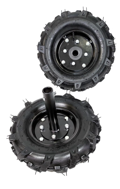 MASTERCUT BK55 8001017 PUSHED Rubber SUPPORT WHEELS WITH AXLES 30mm 4.00-8 16" Pair Set for MASTERCUT BK Soil Aerator 8001017