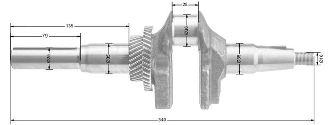 Wał korbowy Loncin 1P88F 1P90F 1P92F CZĘŚĆ ORYGINALNA 130290102-0001