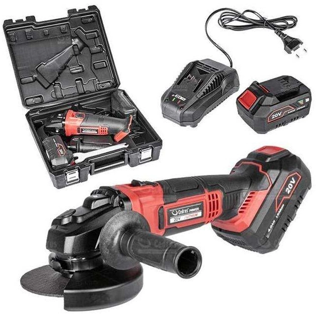 CEDRUS POWER+ AG125Li-SET angle grinder with battery and charger in case POWER+ 20V - OFFICIAL DISTRIBUTOR - AUTHORIZED DEALER CEDRUS