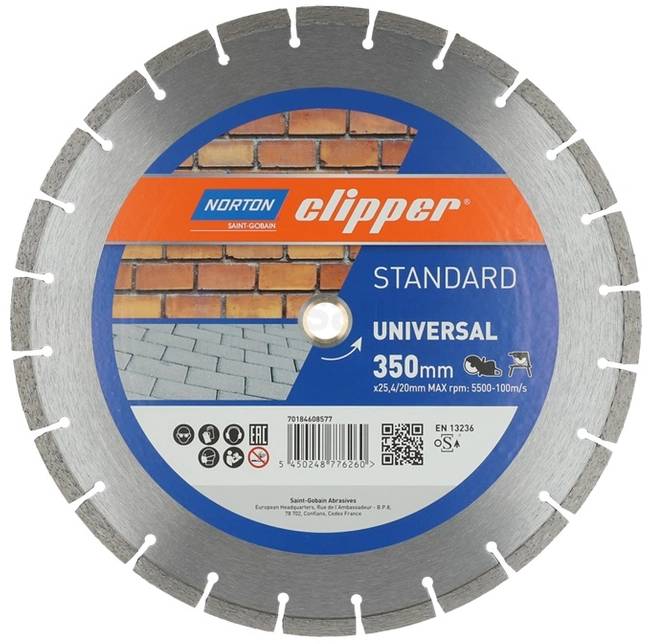 NORTON CLIPPER DIAMOND UNIVERSAL TARGET NORTON CLIPPER CLASSIC UNIVERSAL LASER 350-10X3 350mm X 25,4mm OFICIÁLNÍ DISTRIBUTOR - AUTORIZOVANÝ PRODEJCE NORTON CLIPPER