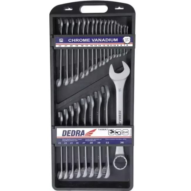 DEDRA 1406K1 26 PC WRENCH SET.CRVPŁAS-OCZK.6-28,30,32,36MM CARTRIDGE