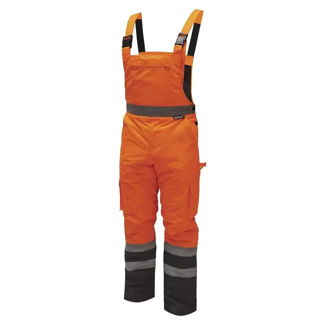 DEDRA BH80SO2-S SIZE S INSULATED DUNGAREES PANTS, ORANGE