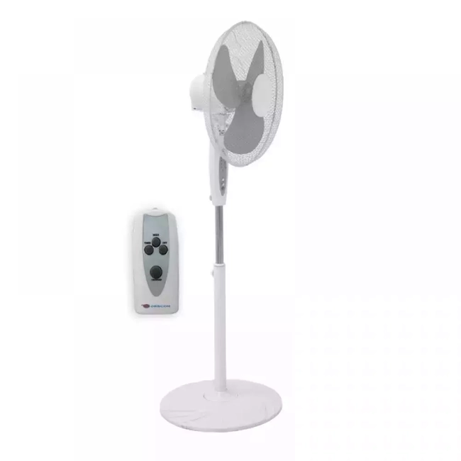 STOJANOVÝ VENTILÁTOR S DÁLKOVÝM OVLÁDÁNÍM DESCON DA-1603 45W, 16", BÍLÝ