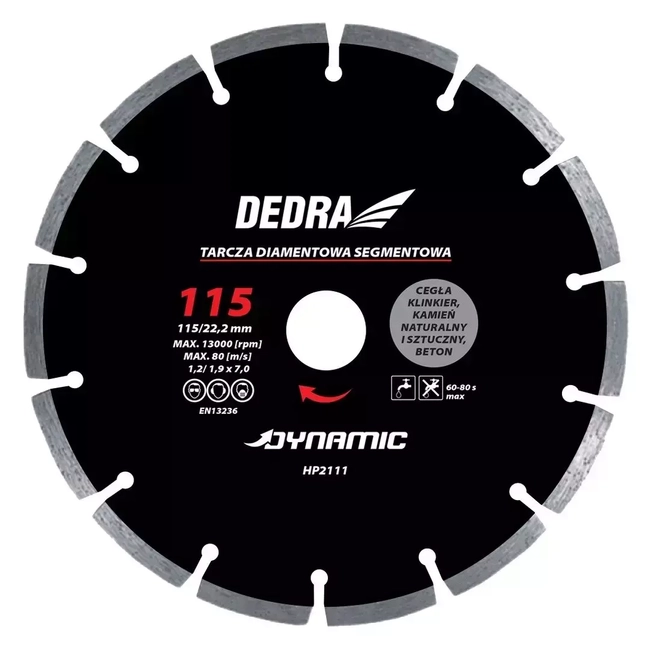 DEDRA HP2117E 250X25,4 MM DYNAMICKÝ DIAMANTOVÝ KOTOUČ NA DLAŽDICE