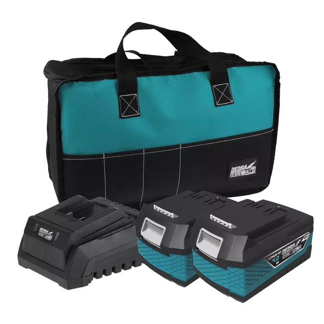 DEDRA SAS+ALL DED7030G03 STARTER KIT: 2X 4AH DED7034 BATTERY, DEDRA SAS DED7038 BATTERY CHARGER, DED7001A TOOL BAG