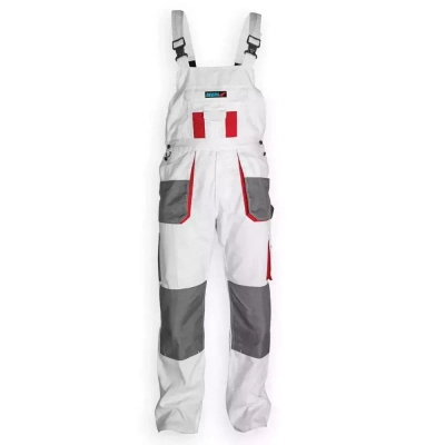 DEDRA BH4SO-M spodnie ochronne ogrodniczki M/50 białe robocze malarskie White Line 190g