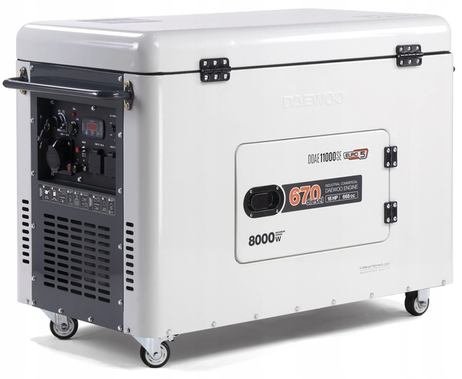 DAEWOO DDAE 11000SE DIESEL AGREGAT GENERATOR PRĄDOTWÓRCZY WERSJA WYCISZONA SILENT 2x16A, 1x32A 230V AVR MOC 18KM - OFICJALNY DYSTRYBUTOR - AUTORYZOWANY DEALER DAEWOO