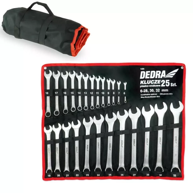 DEDRA 1406 25 PCS WRENCH SET.CRV FLAT-CHAIN.6-28,30,32MM