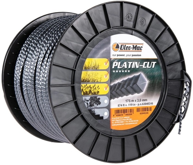 OLEO-MAC PLATIN-CUT 3mm / 175m řezací linka. 2-VRSTVÉ PRO KOSU ČTVERCOVÉHO PROFILU , CÍVKA 63040246 - OFICIÁLNÍ DISTRIBUTOR - AUTORIZOVANÝ PRODEJCE OLEO MAC