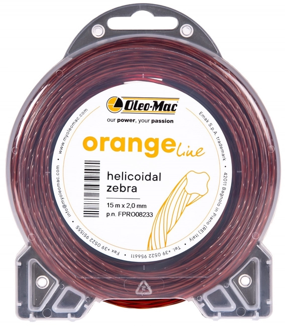 OLEO-MAC Oranžová linka 2,4 mm / 15 m řezací linka. PRO KOSU SE SPIRÁLOVÝM PROFILEM , CÍVKA FPRO08234 - OFICIÁLNÍ DISTRIBUTOR - AUTORIZOVANÝ PRODEJCE OLEO MAC