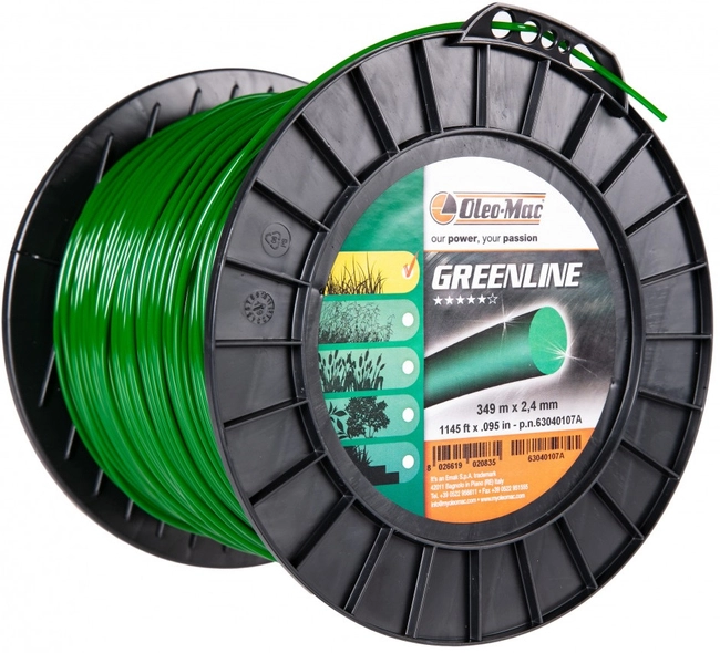 ŻYŁKA TNĄCA OLEO-MAC Green Line 2,4mm / 349 m. DO KOSY PROFIL OKRĄGŁY , SZPULA 63040107 - OFICJALNY DYSTRYBUTOR - AUTORYZOWANY DEALER OLEO MAC